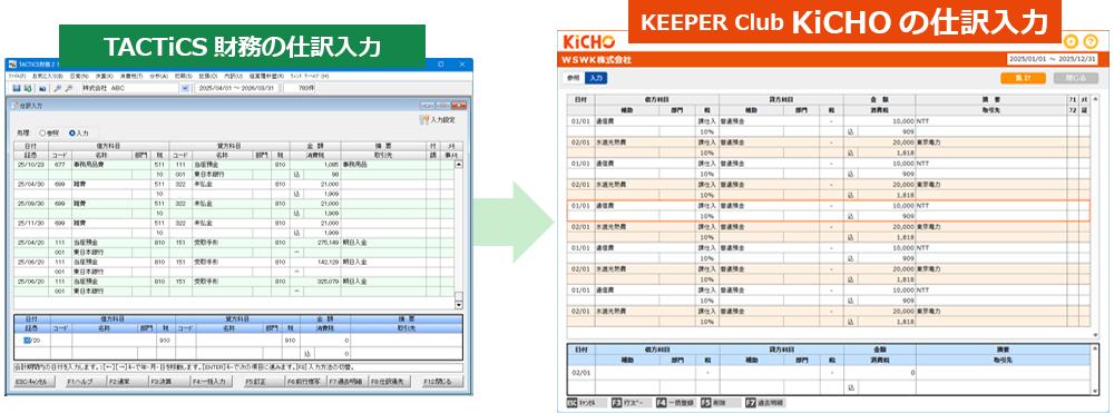 イメージ：TACTiCS財務と変わらない画面構成